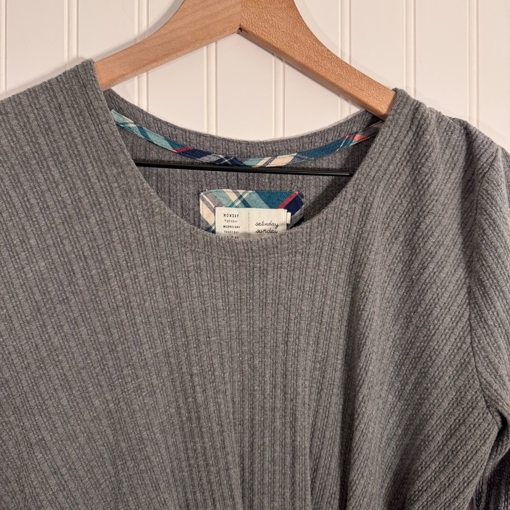 Anthropologie Saturday Sunday Gray Knit Ribbed 3/4 Sleeve Midi Dress Size Small - Picture 4 of 12